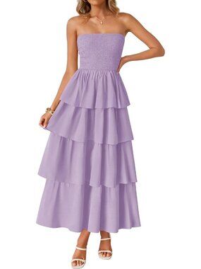 Women's Purple Summer Boho Sleeveless Off Shoulder Strapless Long Maxi Dresses